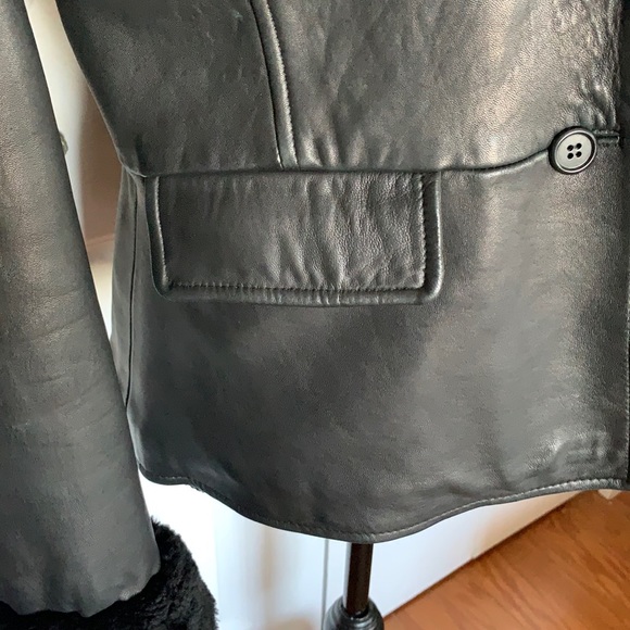 VTG Susie Tompkins Faux Fur Trimmed Genuine Leather Jacket - Picture 8 of 10